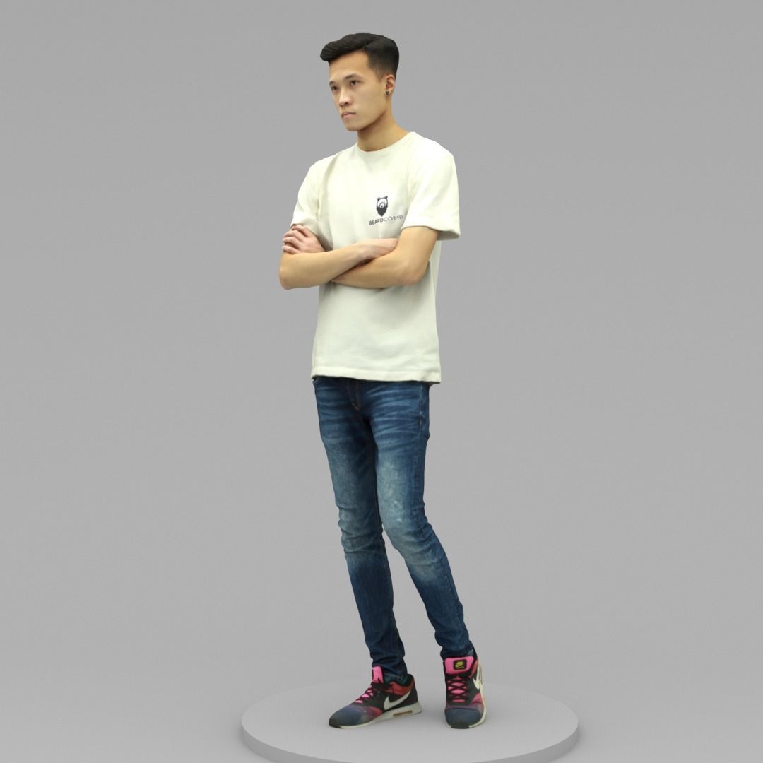 A Handsome Young Man with Arms Crossed 3D model_1