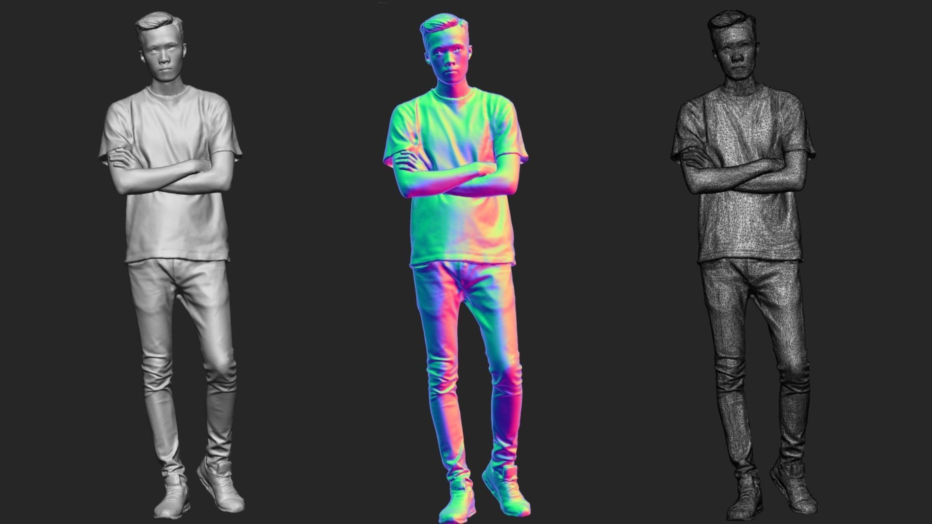 A Handsome Young Man with Arms Crossed 3D model_6