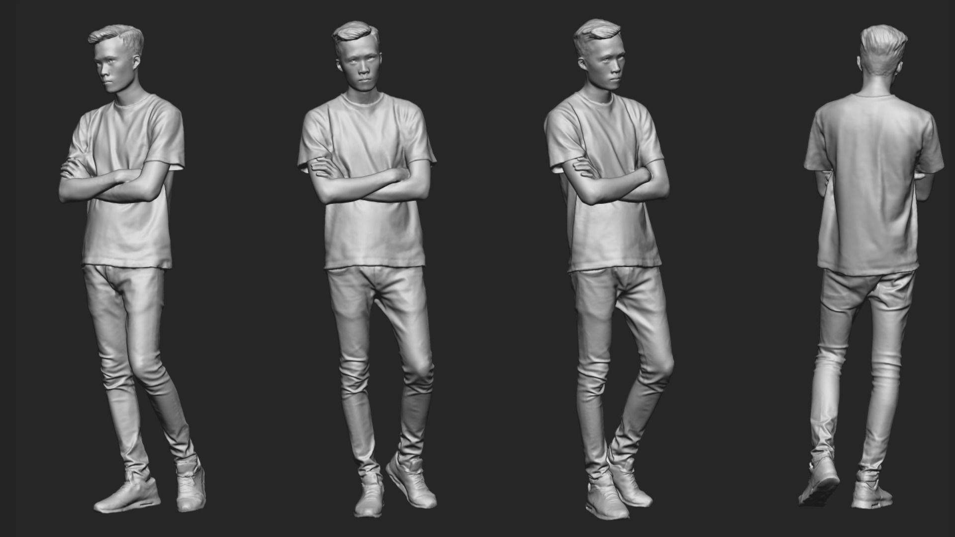 A Handsome Young Man with Arms Crossed 3D model_5