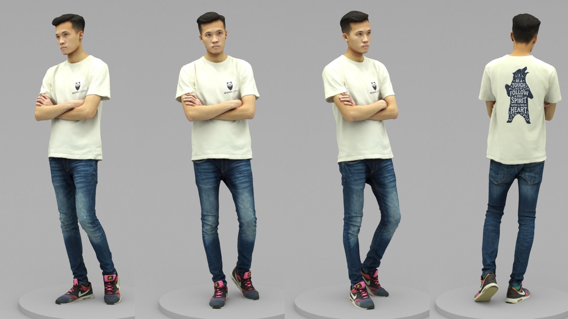 A Handsome Young Man with Arms Crossed 3D model_4