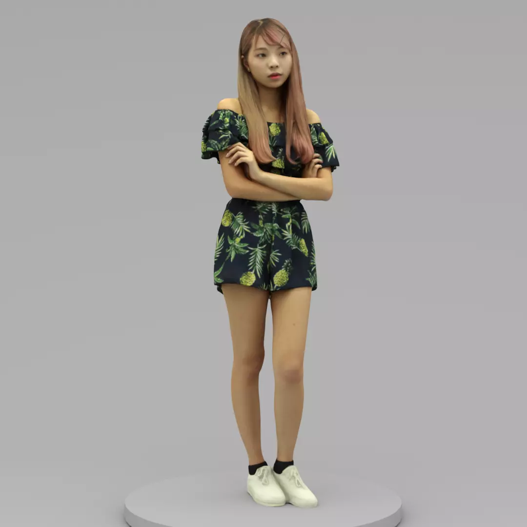 A Cool Young Woman With Arms Crossed 3D model