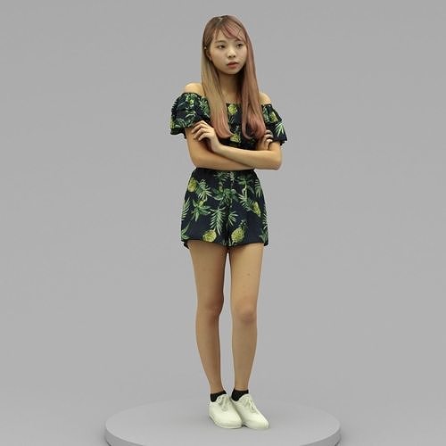 A Cool Young Woman With Arms Crossed  3D model