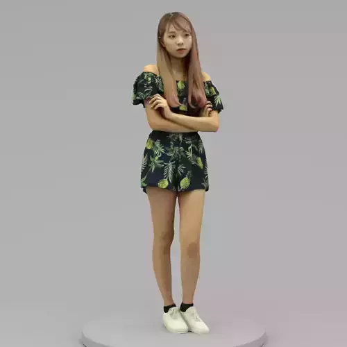 A Cool Young Woman With Arms Crossed  3D model