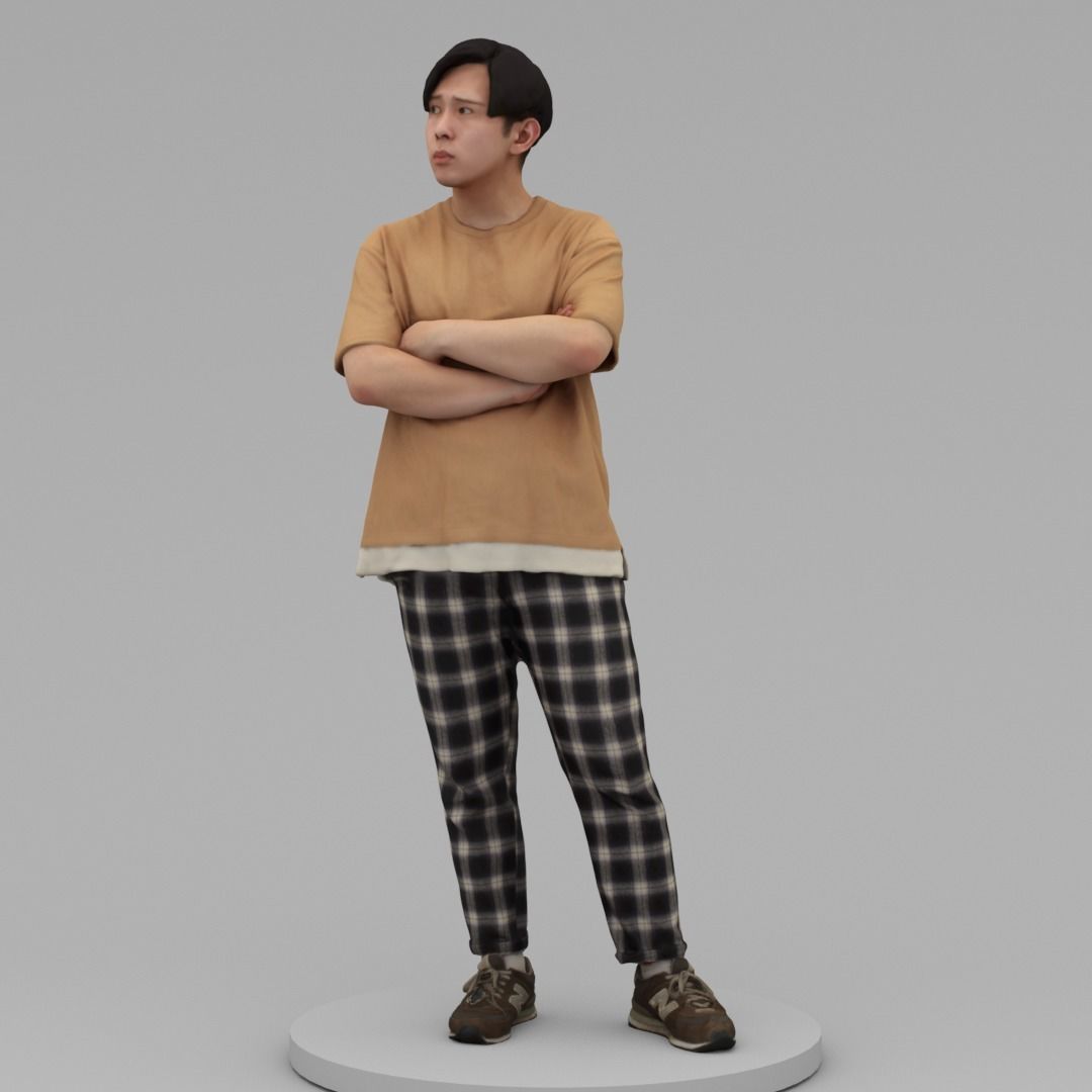 A Relaxed  Young Man With Arms Crossed  3D model_1