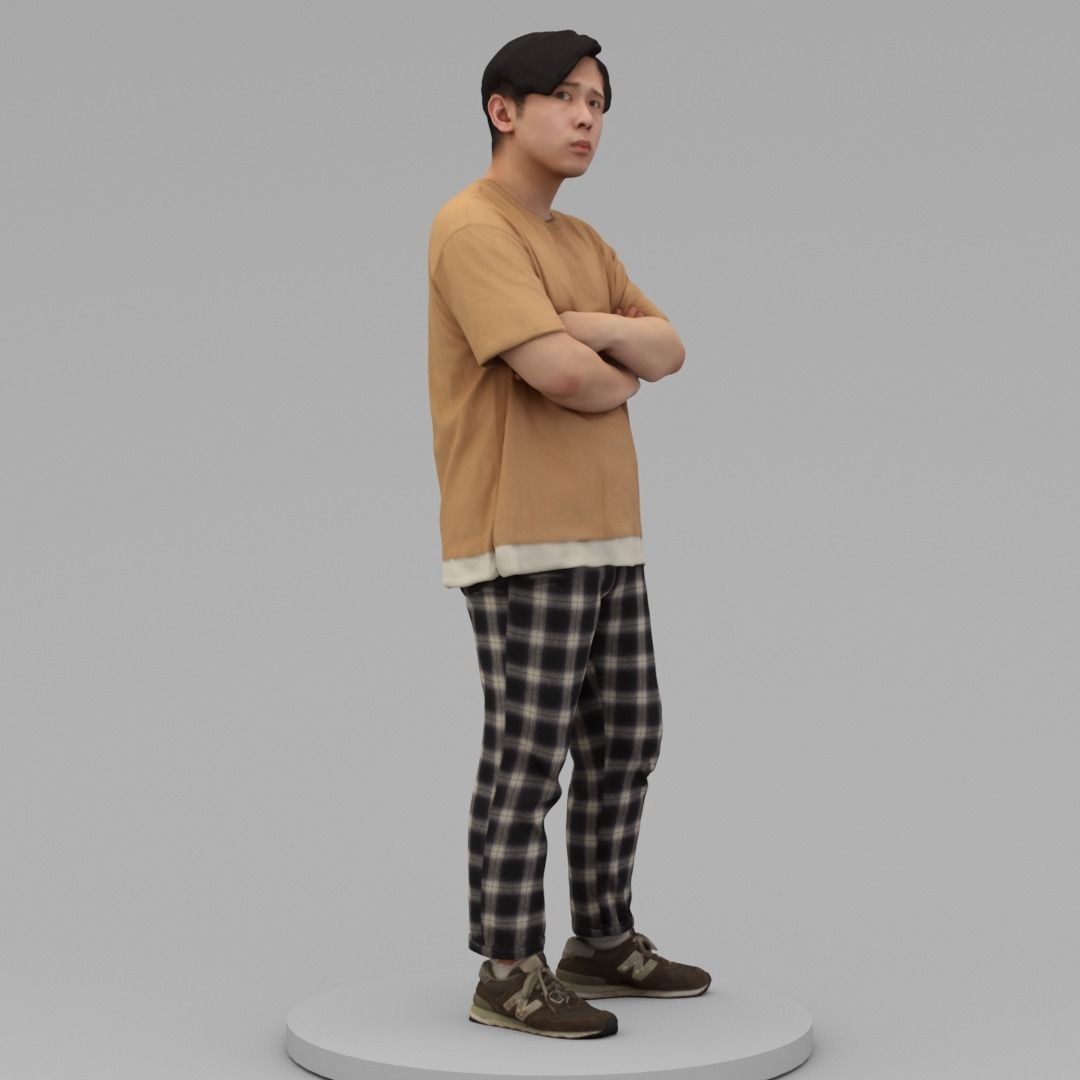 A Relaxed  Young Man With Arms Crossed  3D model_2