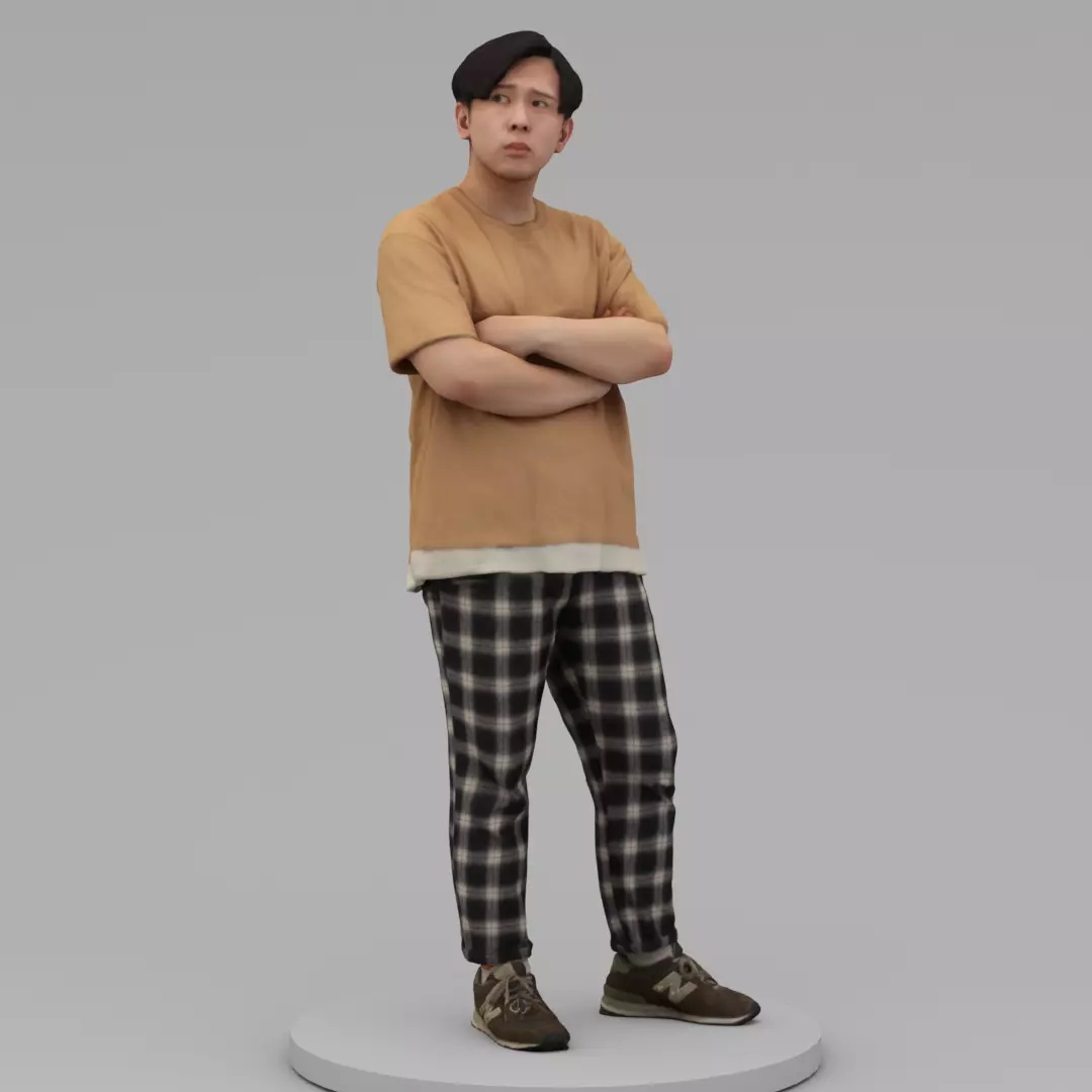 A Relaxed  Young Man With Arms Crossed  3D model_0
