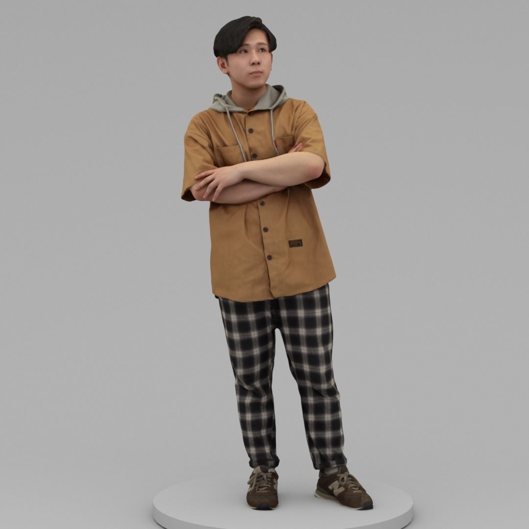 A Relaxed  Young Man With Arms Crossed II  3D model_1