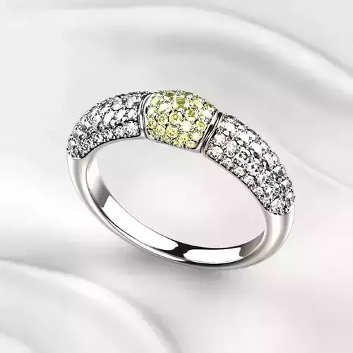 Yellow Sapphires Pave Gold Ring