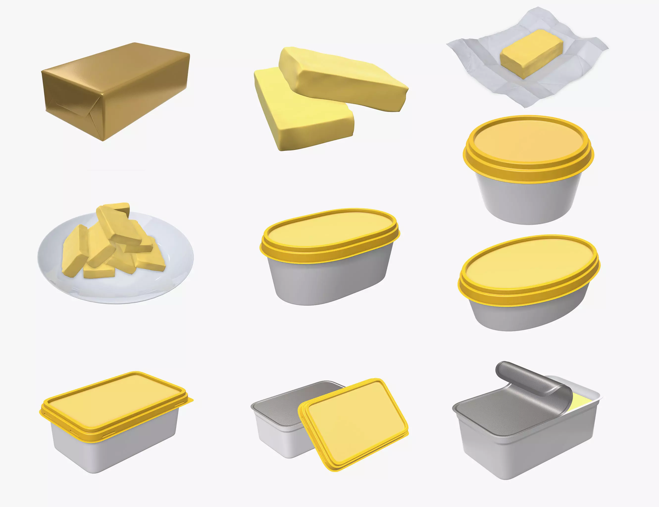 Butter margarine plastic container package box mock-up 3D Model Collection_0