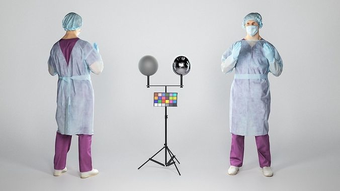 Surgeon doctor in sterile gloves preparing for operation 77 Low-poly 3D model