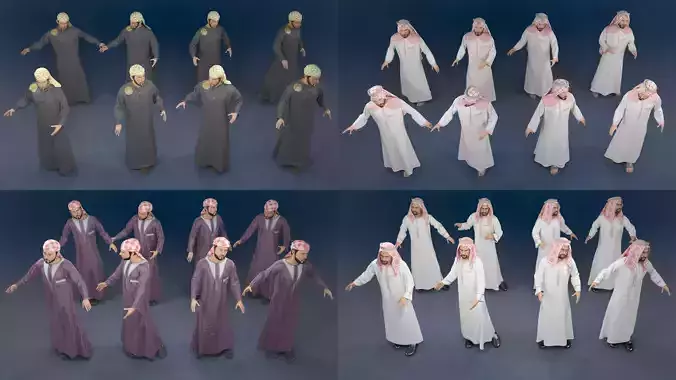 Men static arabic 4 x different models 32 poses 3D model
