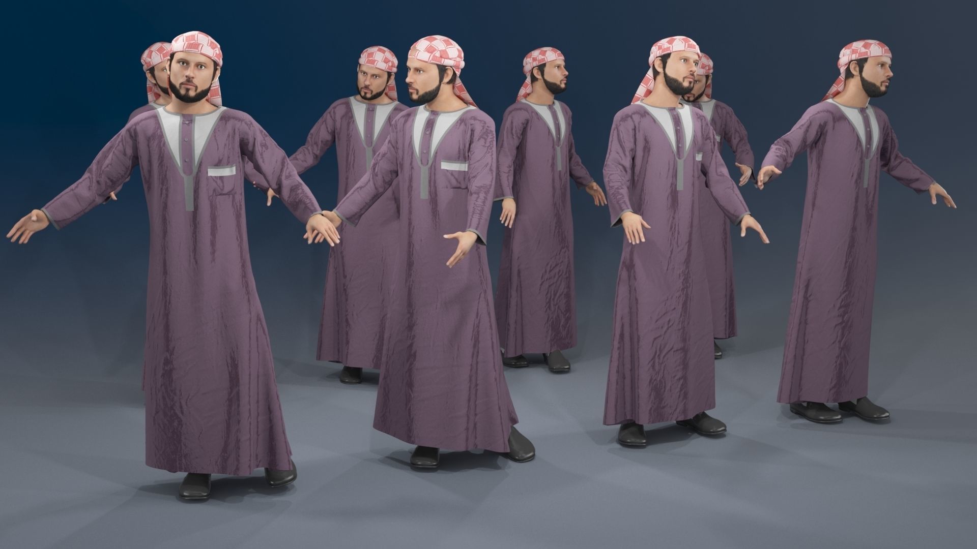 Men static arabic 4 x different models 32 poses 3D model_15