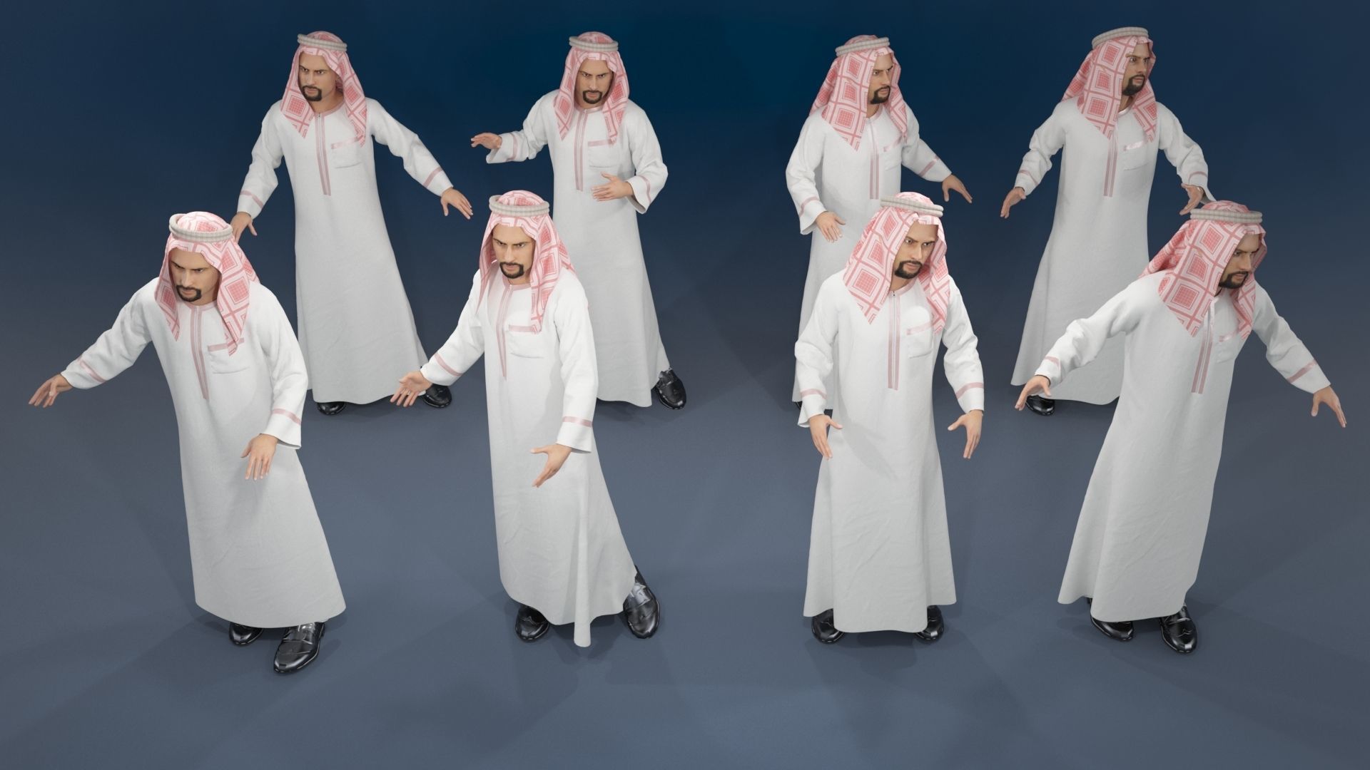 Men static arabic 4 x different models 32 poses 3D model_7
