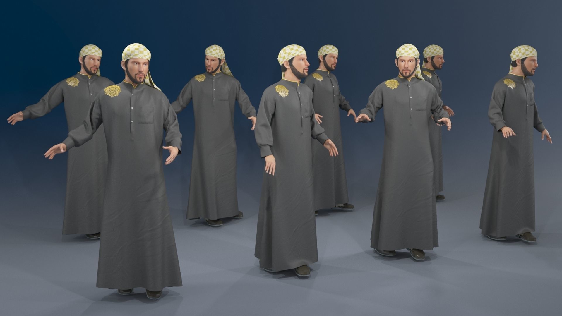 Men static arabic 4 x different models 32 poses 3D model_11