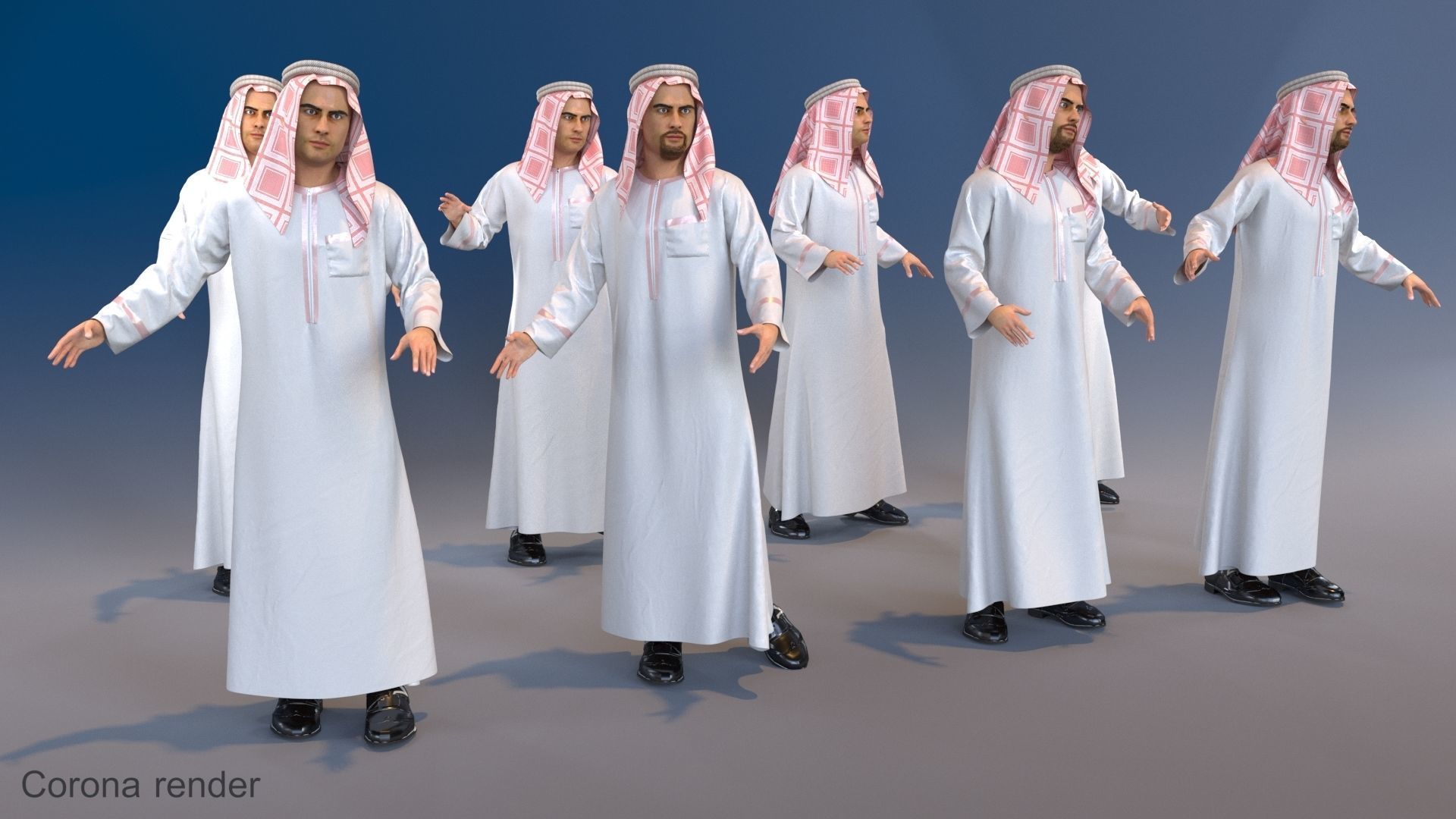 Men static arabic 4 x different models 32 poses 3D model_4