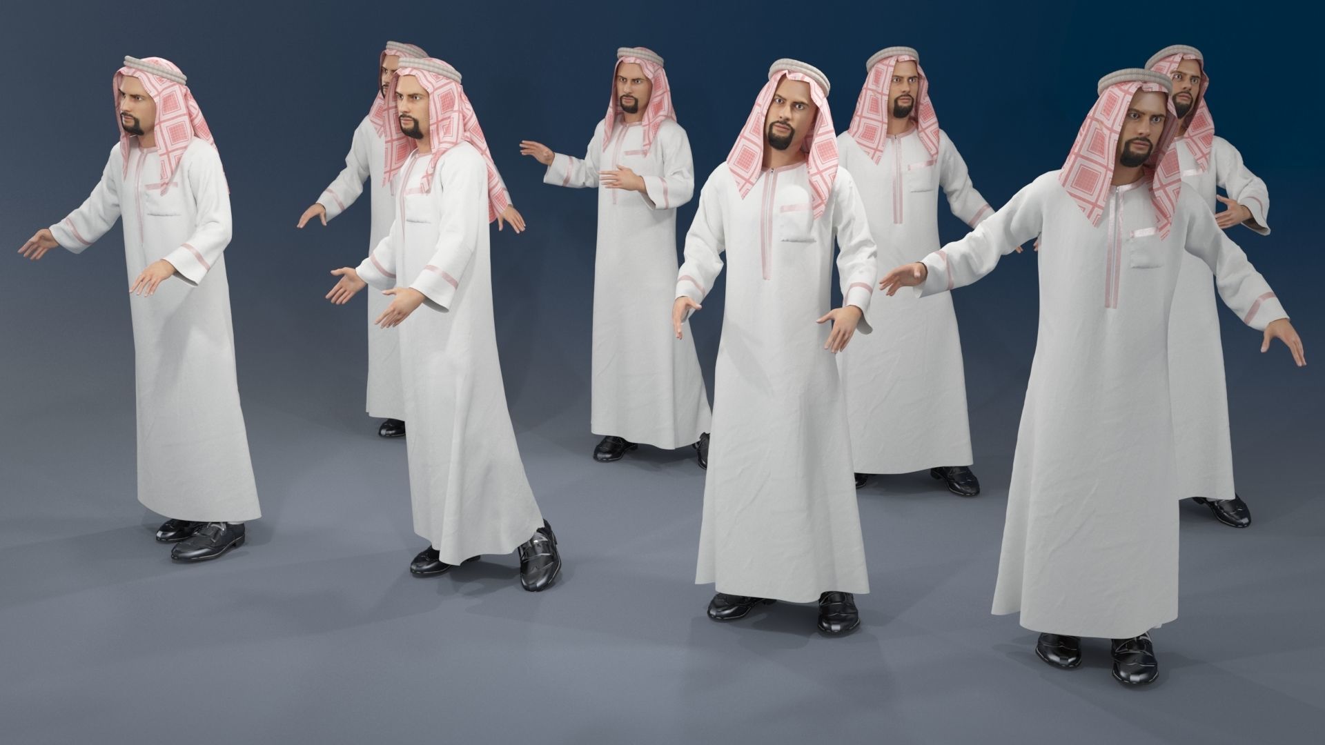 Men static arabic 4 x different models 32 poses 3D model_3