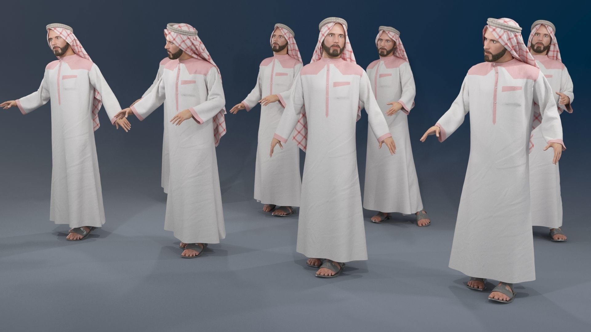 Men static arabic 4 x different models 32 poses 3D model_6