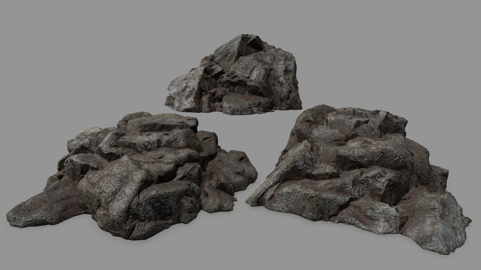 Rock Set Low-poly 3D model_1