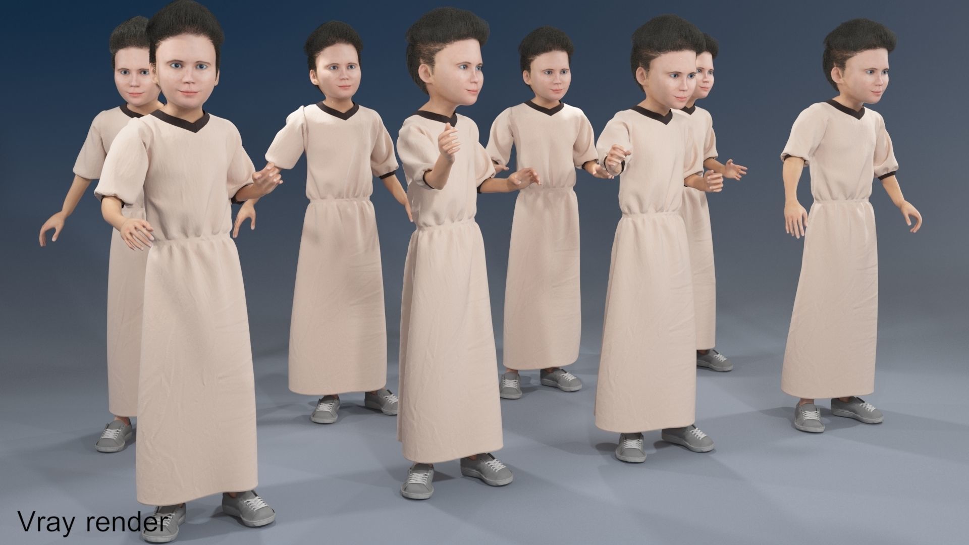Girl static arabic 4 x different models 32 poses 3D model_2