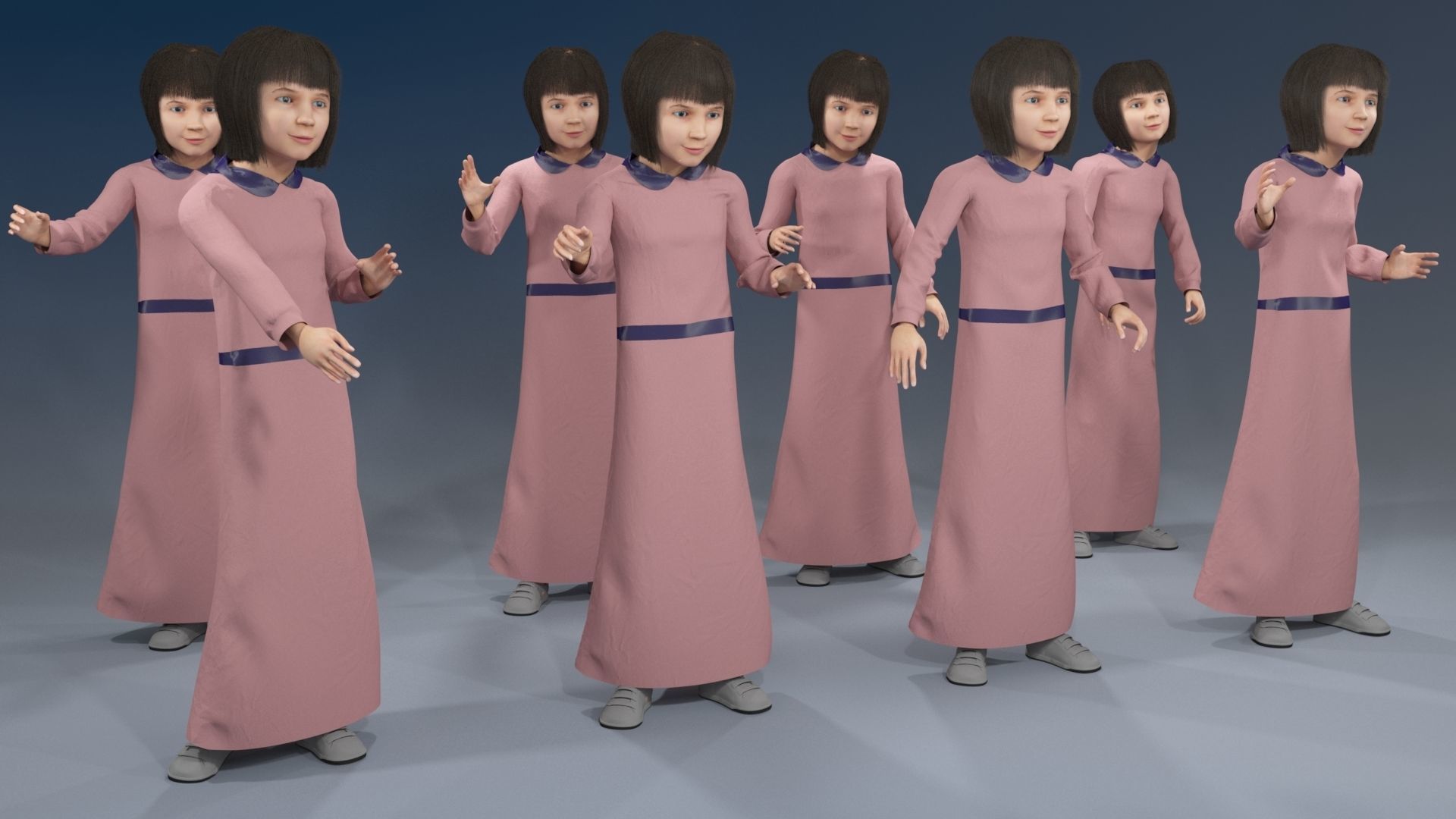 Girl static arabic 4 x different models 32 poses 3D model_14