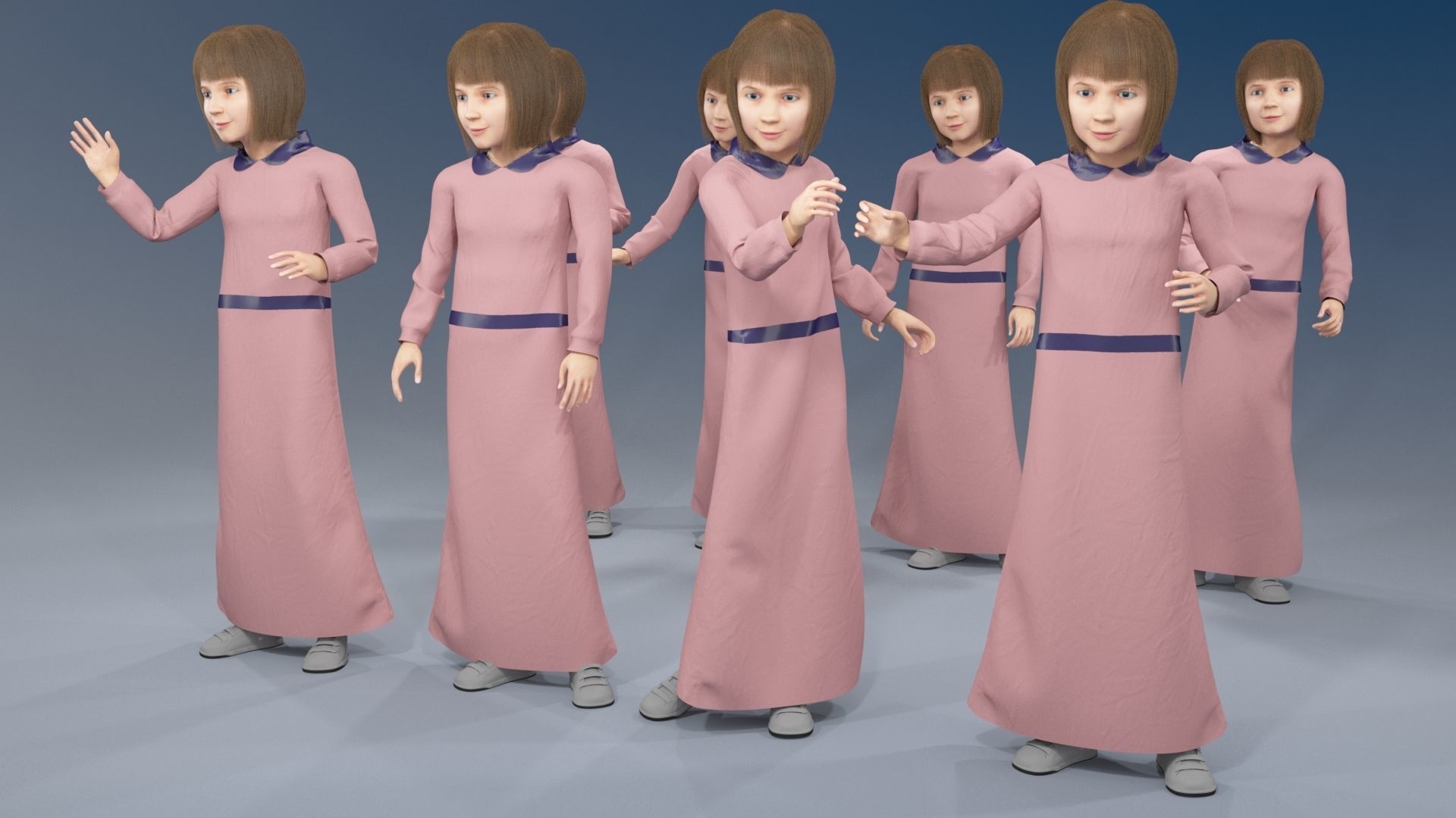 Girl static arabic 4 x different models 32 poses 3D model_17