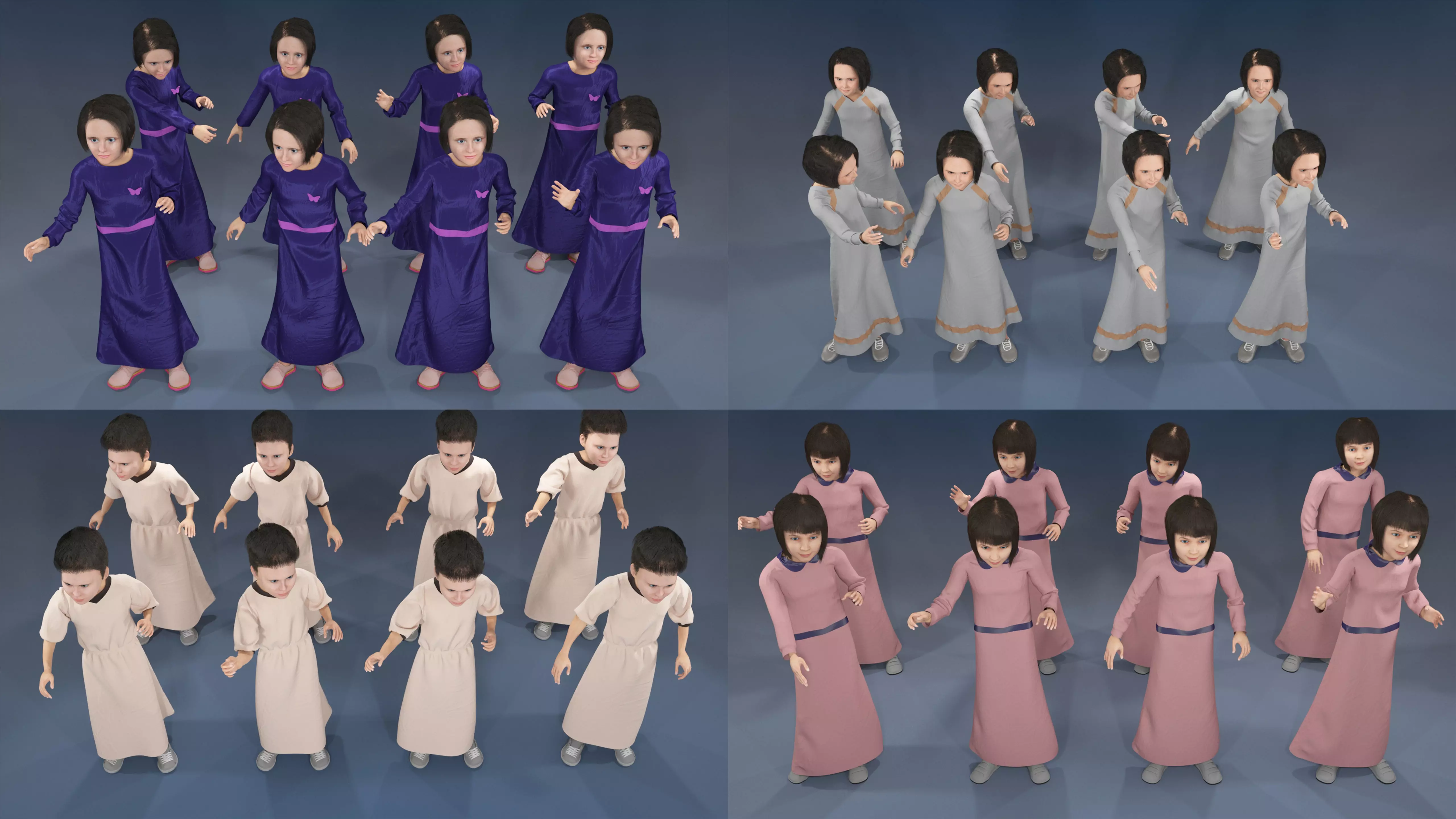 Girl static arabic 4 x different models 32 poses 3D model_0