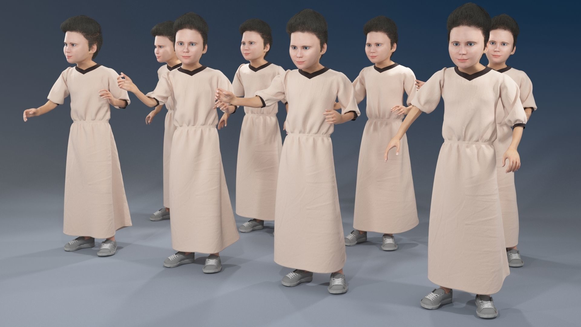 Girl static arabic 4 x different models 32 poses 3D model_3