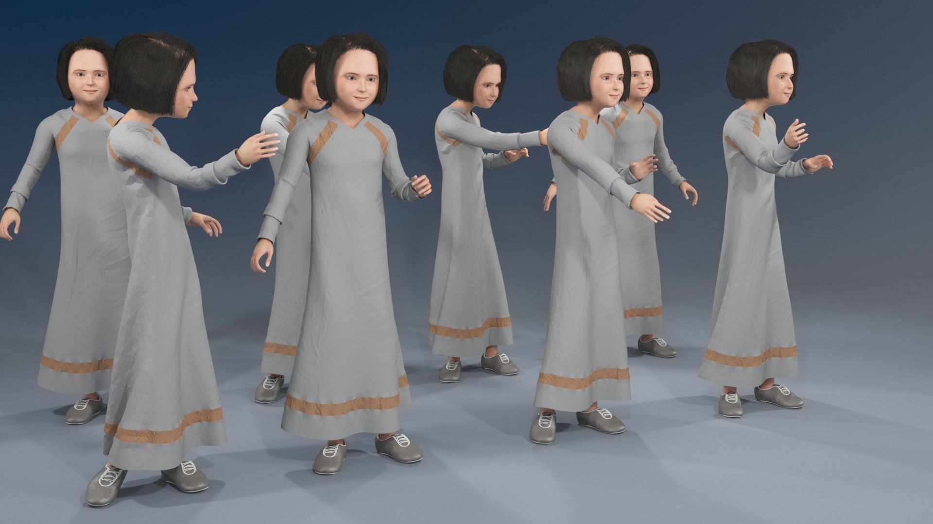 Girl static arabic 4 x different models 32 poses 3D model_6