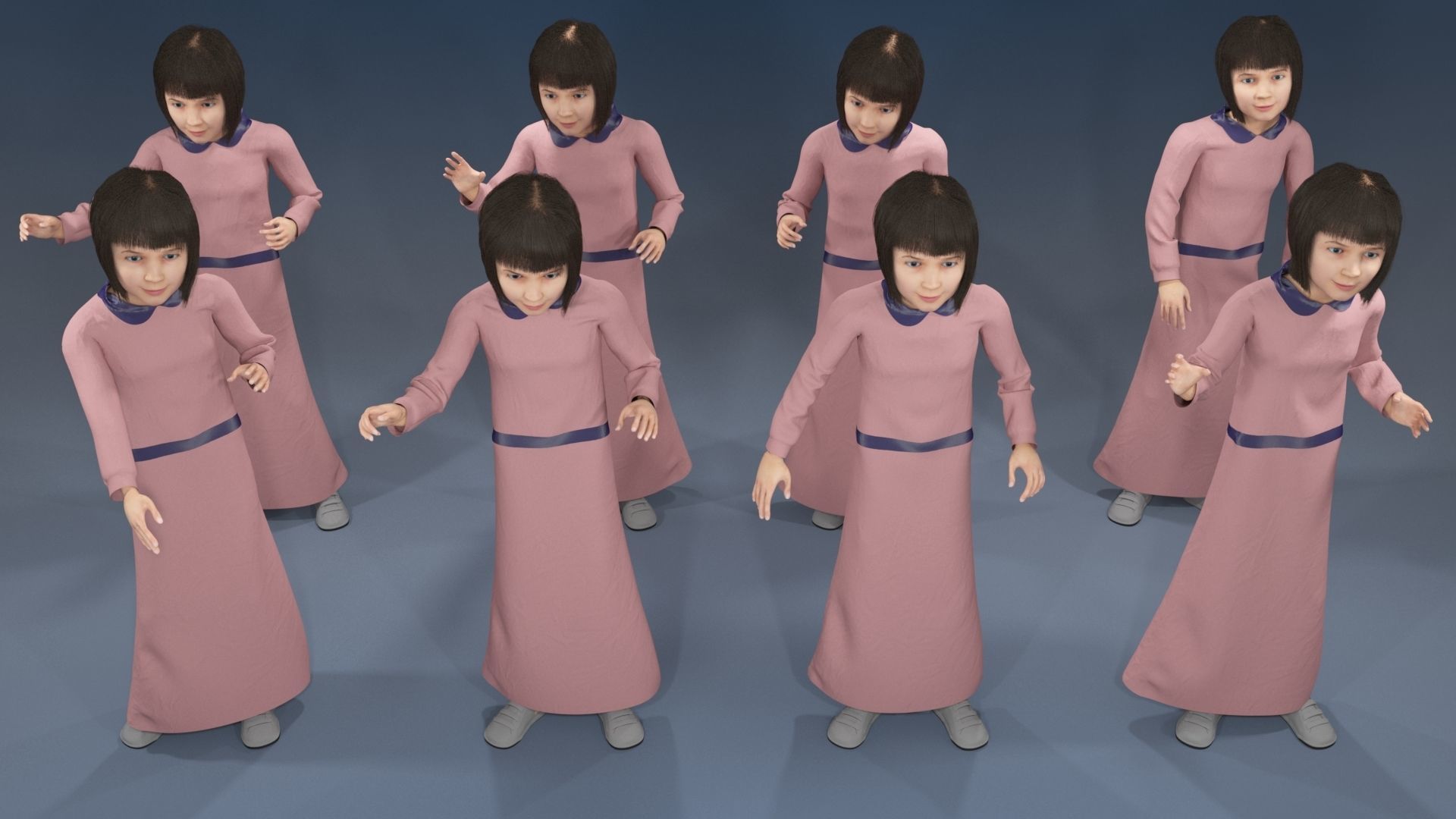 Girl static arabic 4 x different models 32 poses 3D model_16