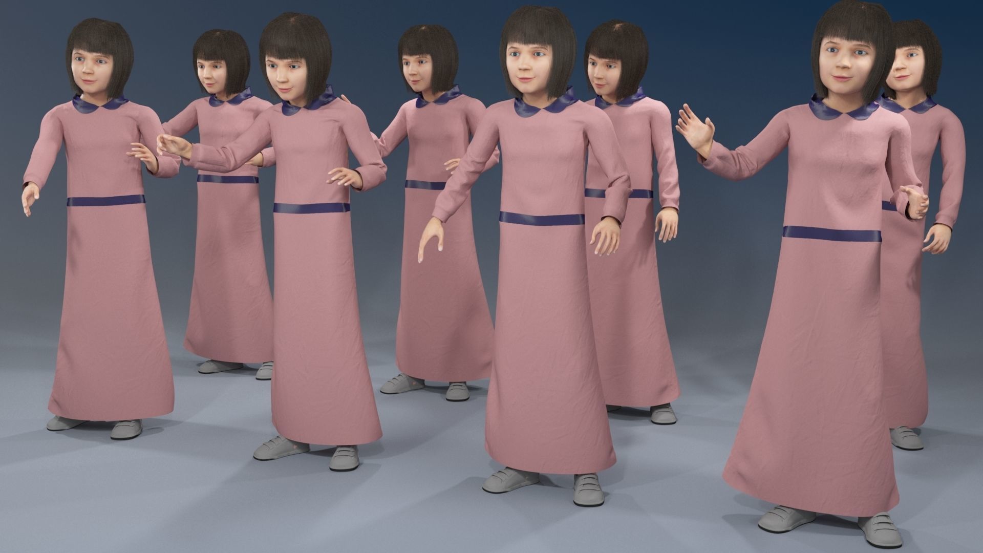 Girl static arabic 4 x different models 32 poses 3D model_13