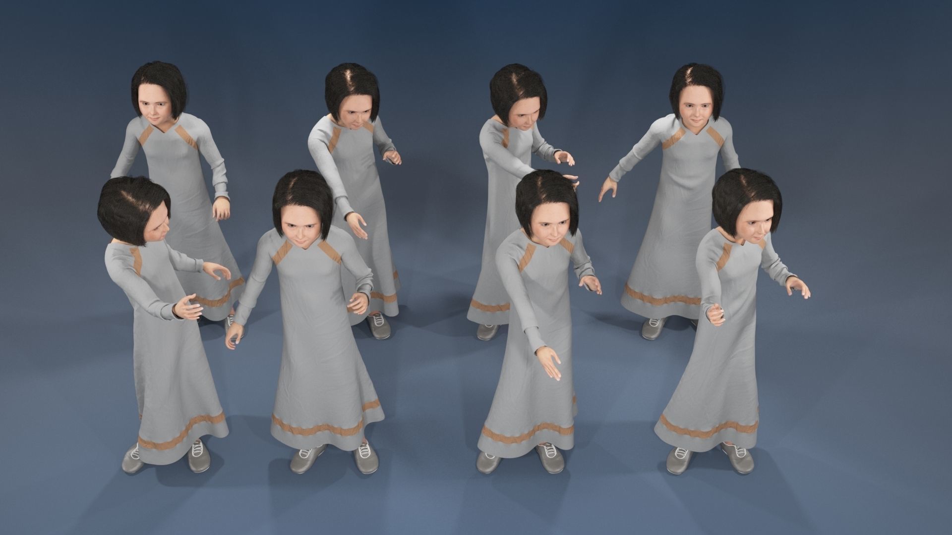 Girl static arabic 4 x different models 32 poses 3D model_8