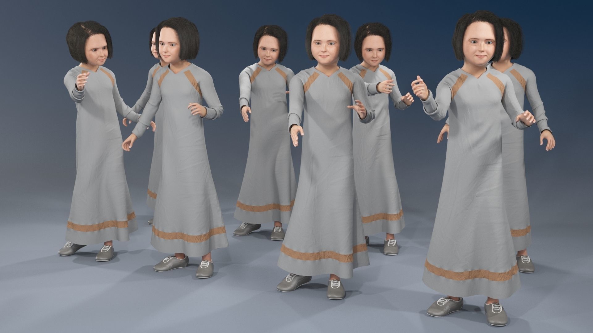 Girl static arabic 4 x different models 32 poses 3D model_5