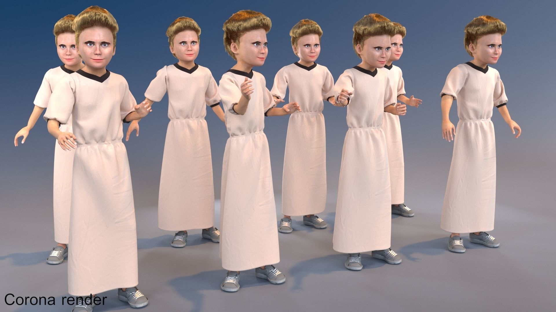 Girl static arabic 4 x different models 32 poses 3D model_1