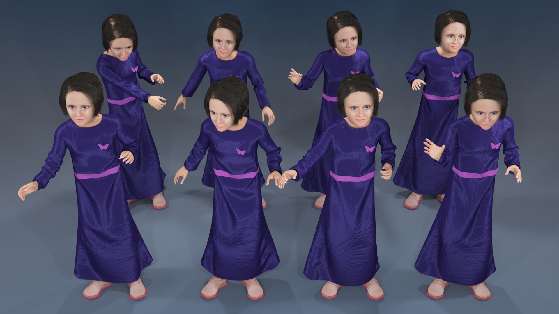 Girl static arabic 4 x different models 32 poses 3D model_12