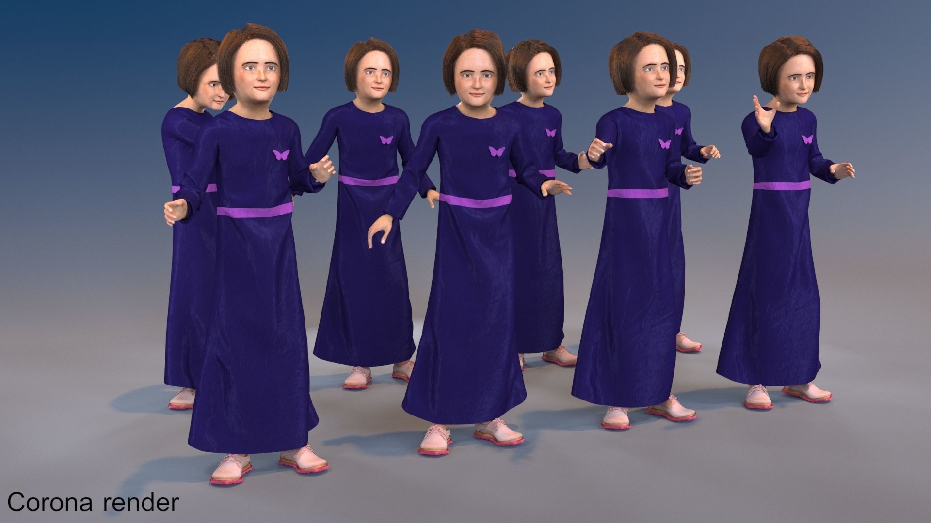 Girl static arabic 4 x different models 32 poses 3D model_9