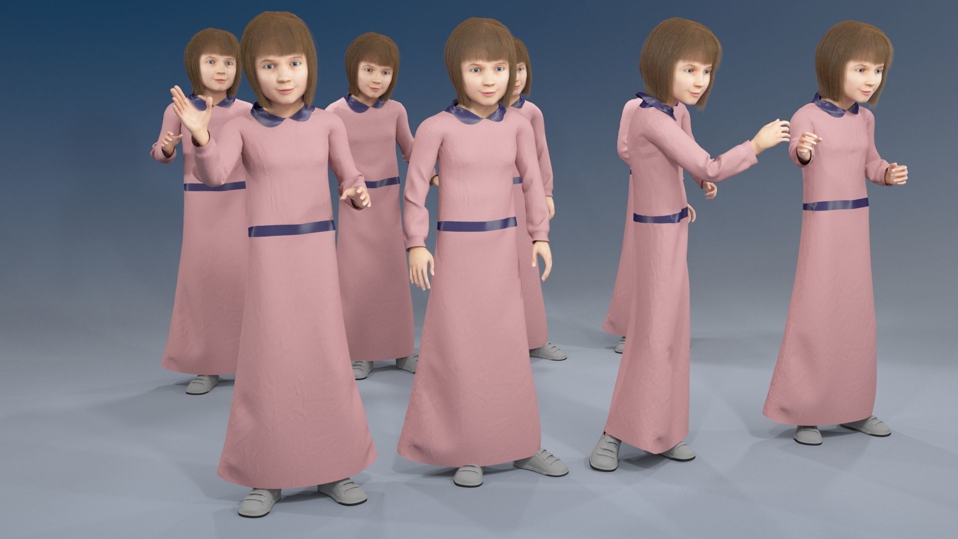 Girl static arabic 4 x different models 32 poses 3D model_18