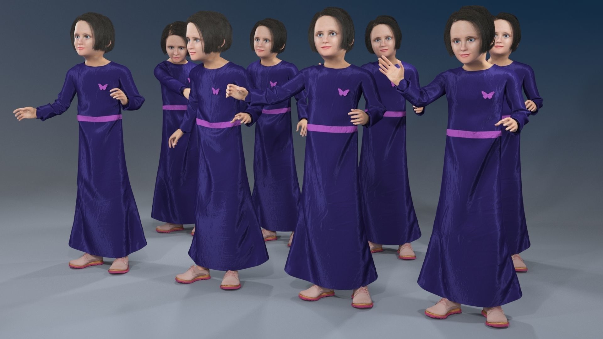 Girl static arabic 4 x different models 32 poses 3D model_11