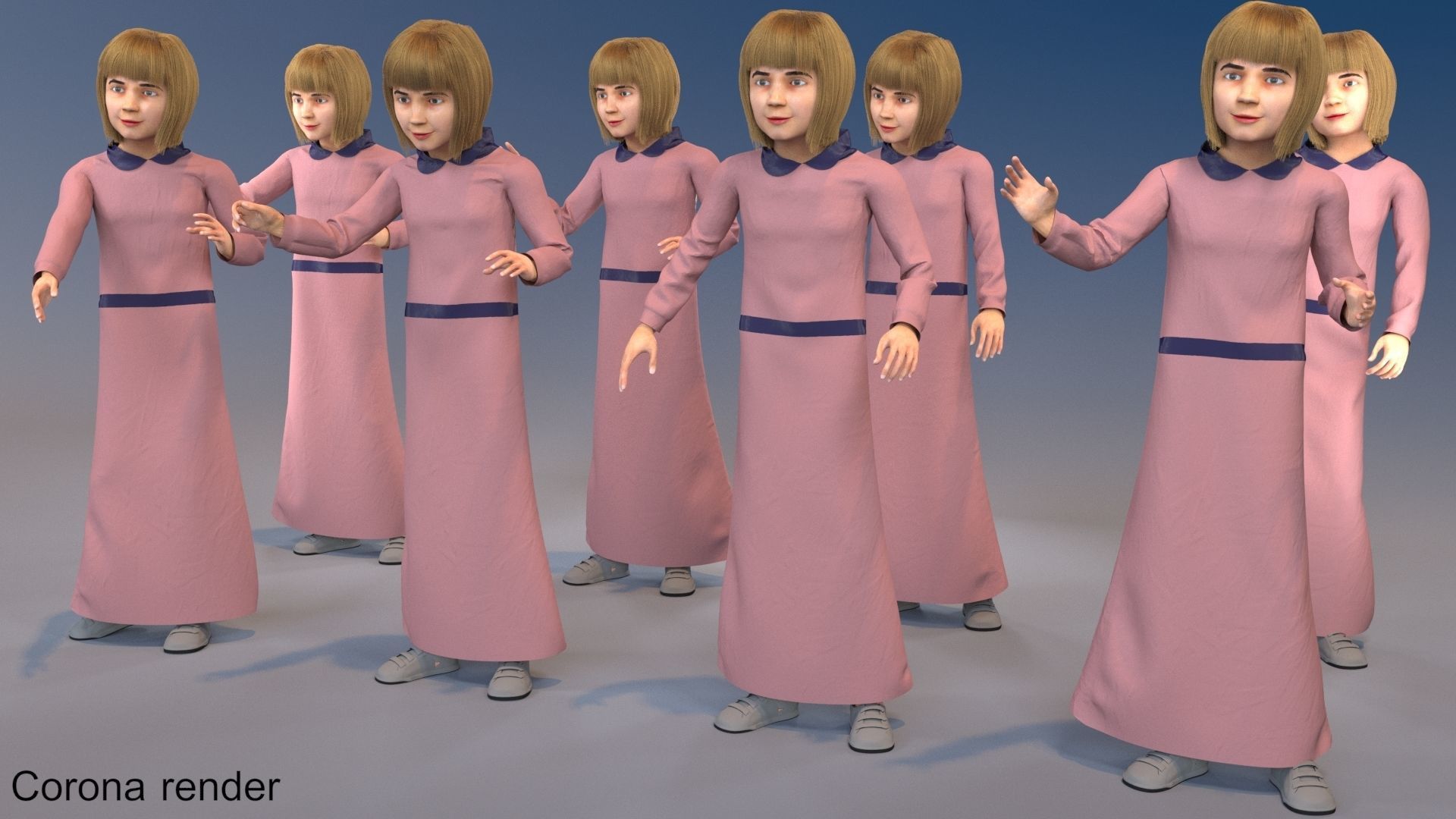 Girl static arabic 4 x different models 32 poses 3D model_15