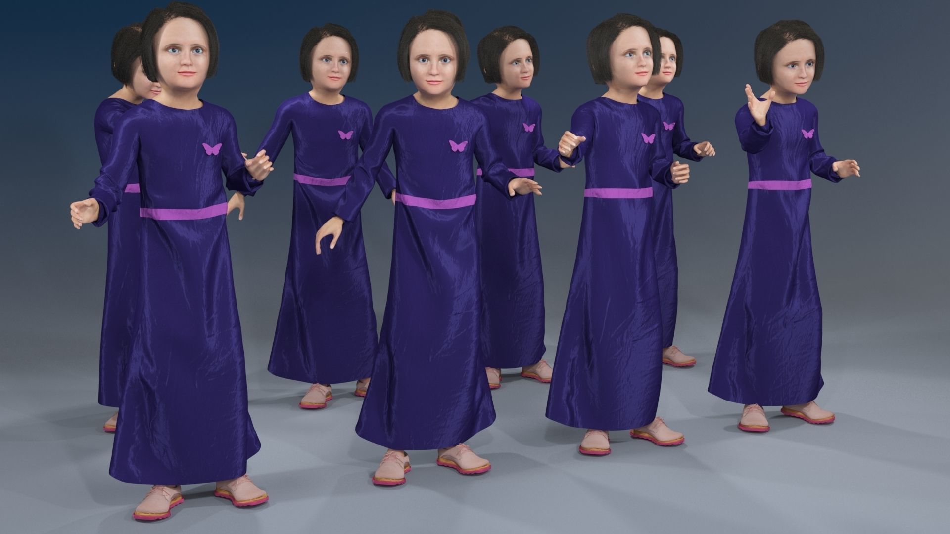 Girl static arabic 4 x different models 32 poses 3D model_10