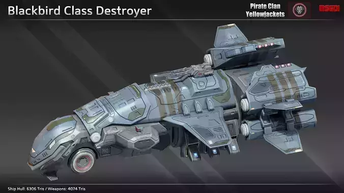 Spaceship Blackbird Destroyer Low-poly 3D model