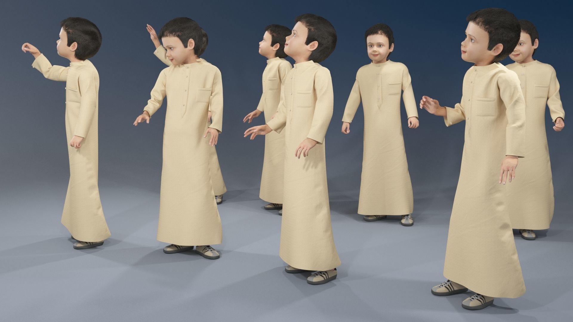 Boy static arabic 4 x different models 32 poses 3D model_6