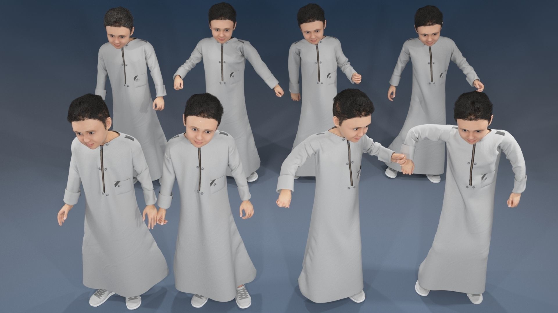 Boy static arabic 4 x different models 32 poses 3D model_15