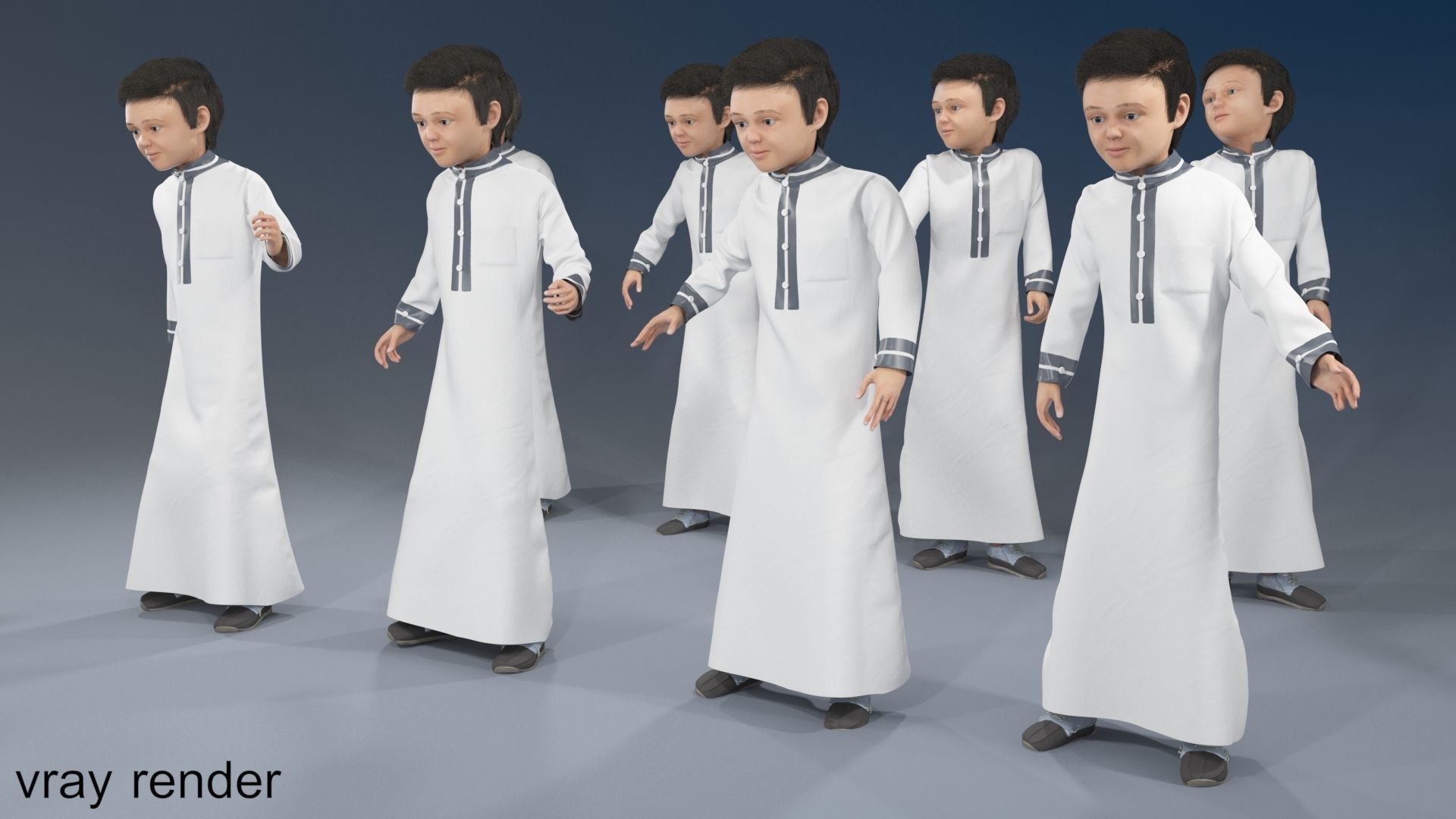 Boy static arabic 4 x different models 32 poses 3D model_2