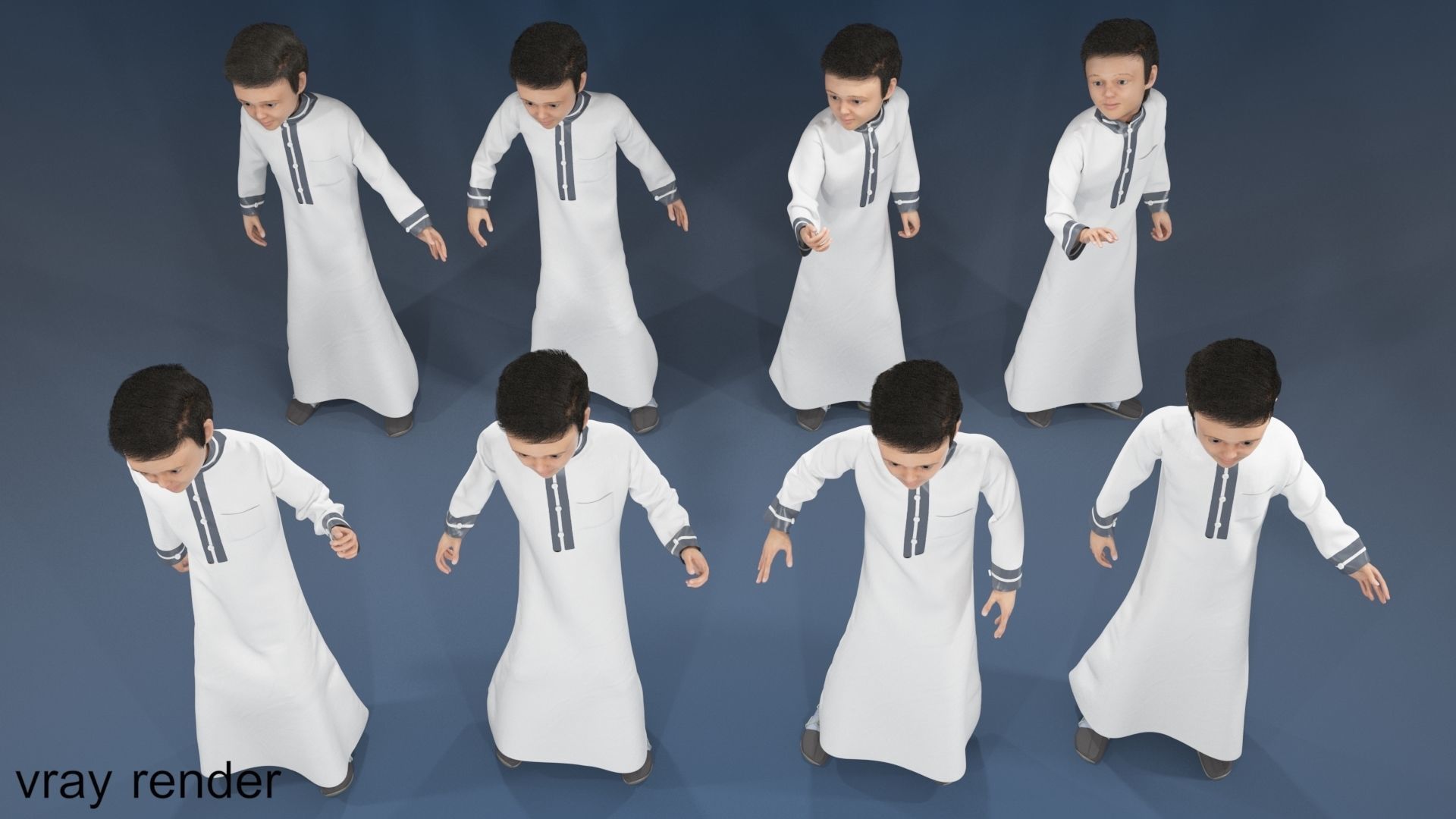 Boy static arabic 4 x different models 32 poses 3D model_4