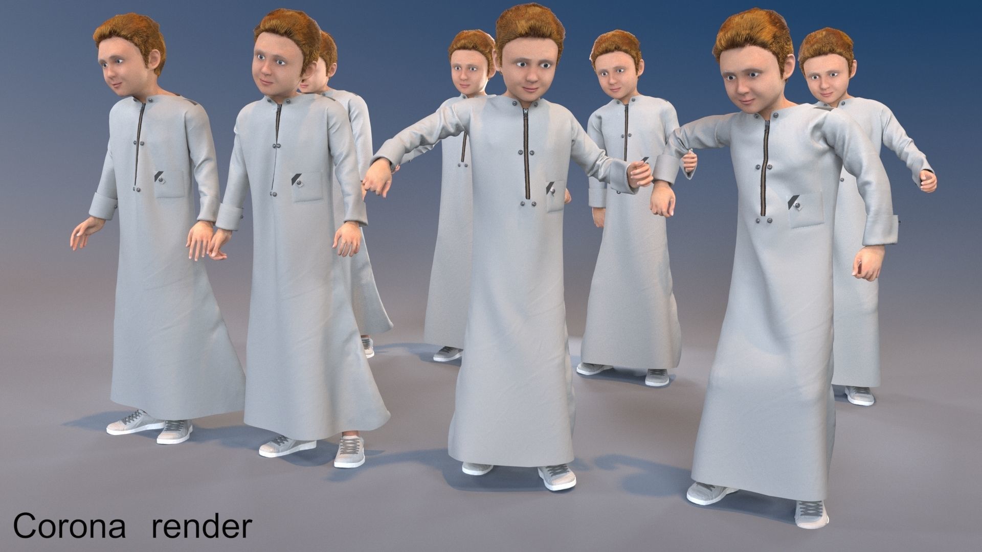 Boy static arabic 4 x different models 32 poses 3D model_12
