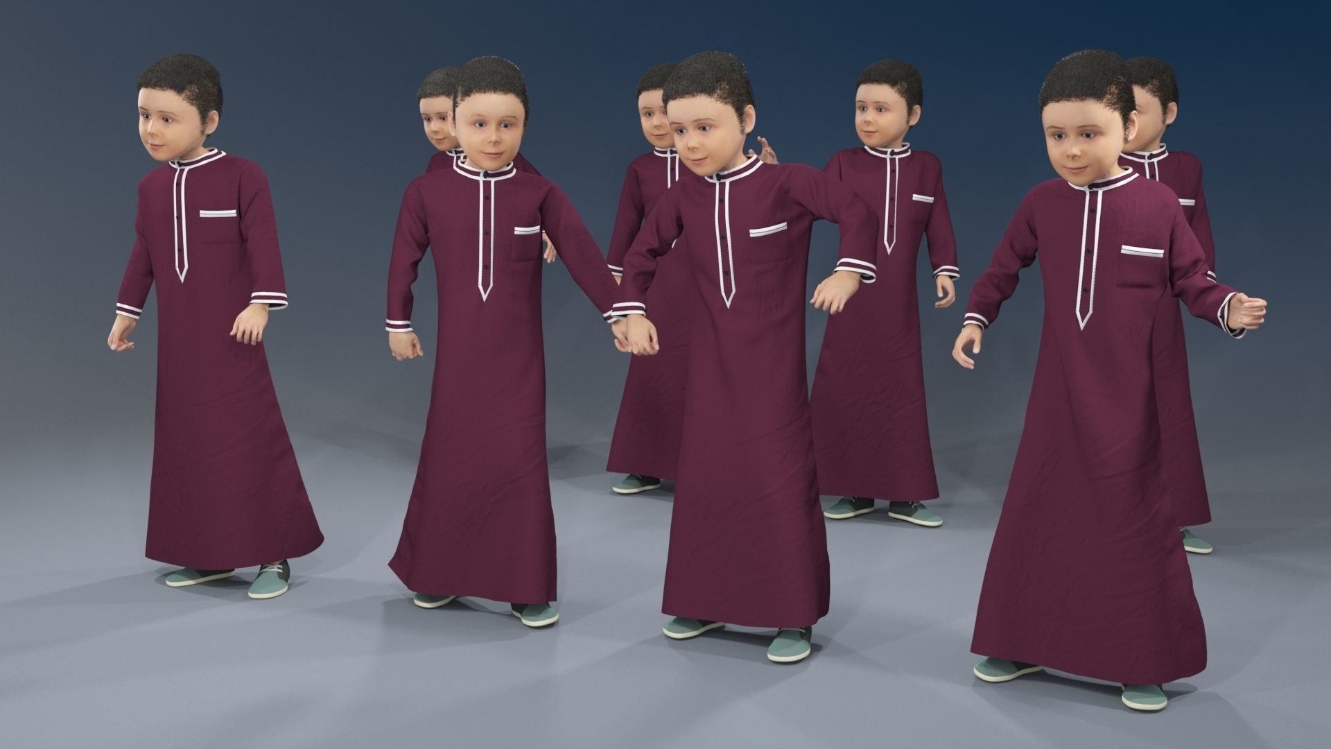 Boy static arabic 4 x different models 32 poses 3D model_10