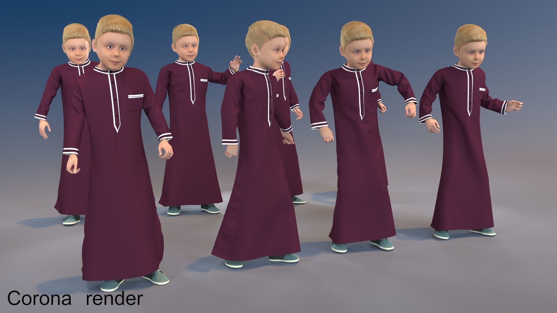 Boy static arabic 4 x different models 32 poses 3D model_16