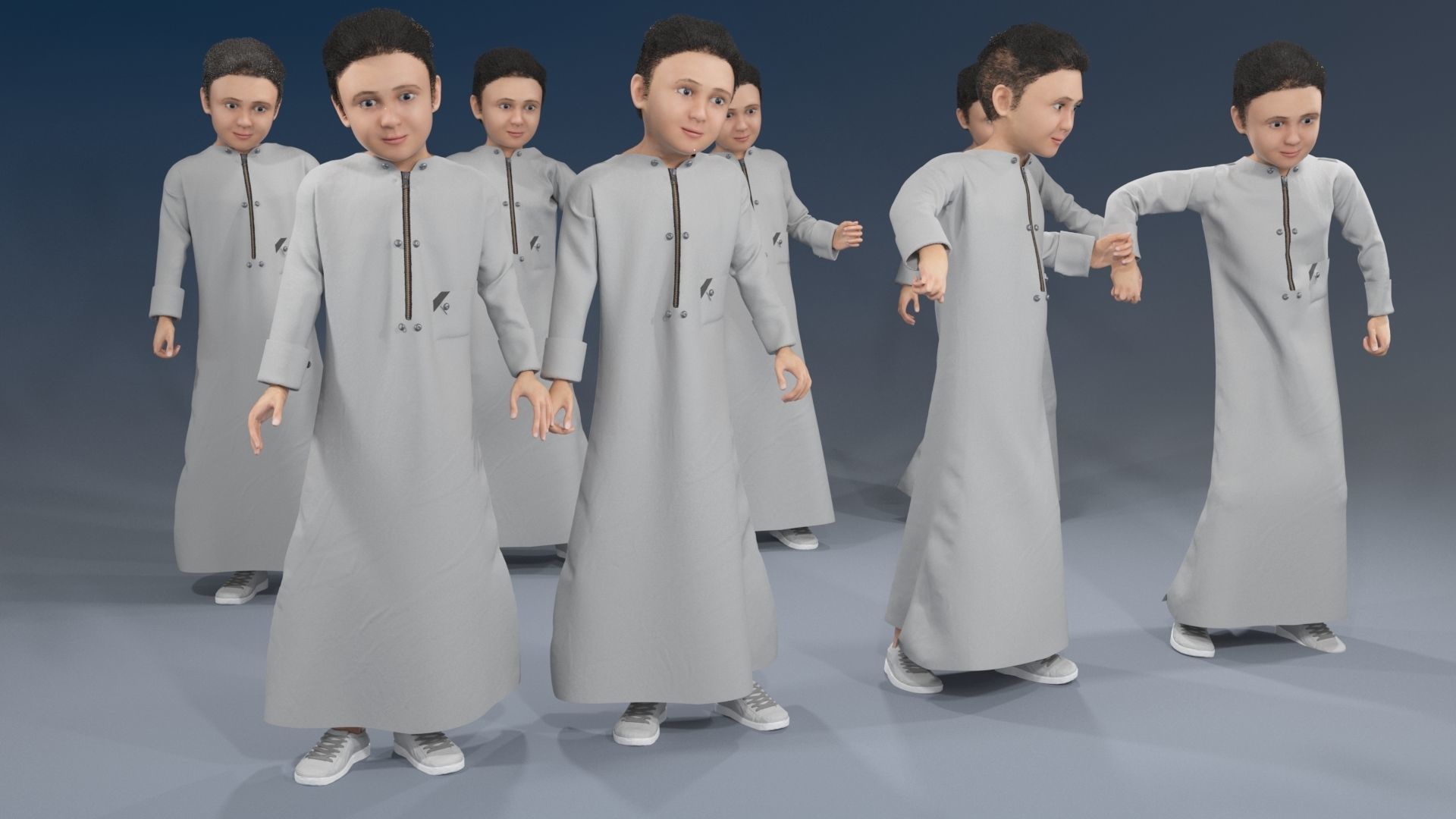 Boy static arabic 4 x different models 32 poses 3D model_14