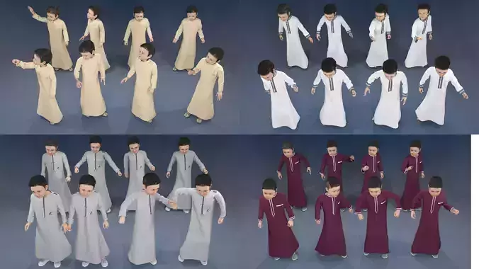 Boy static arabic 4 x different models 32 poses 3D model