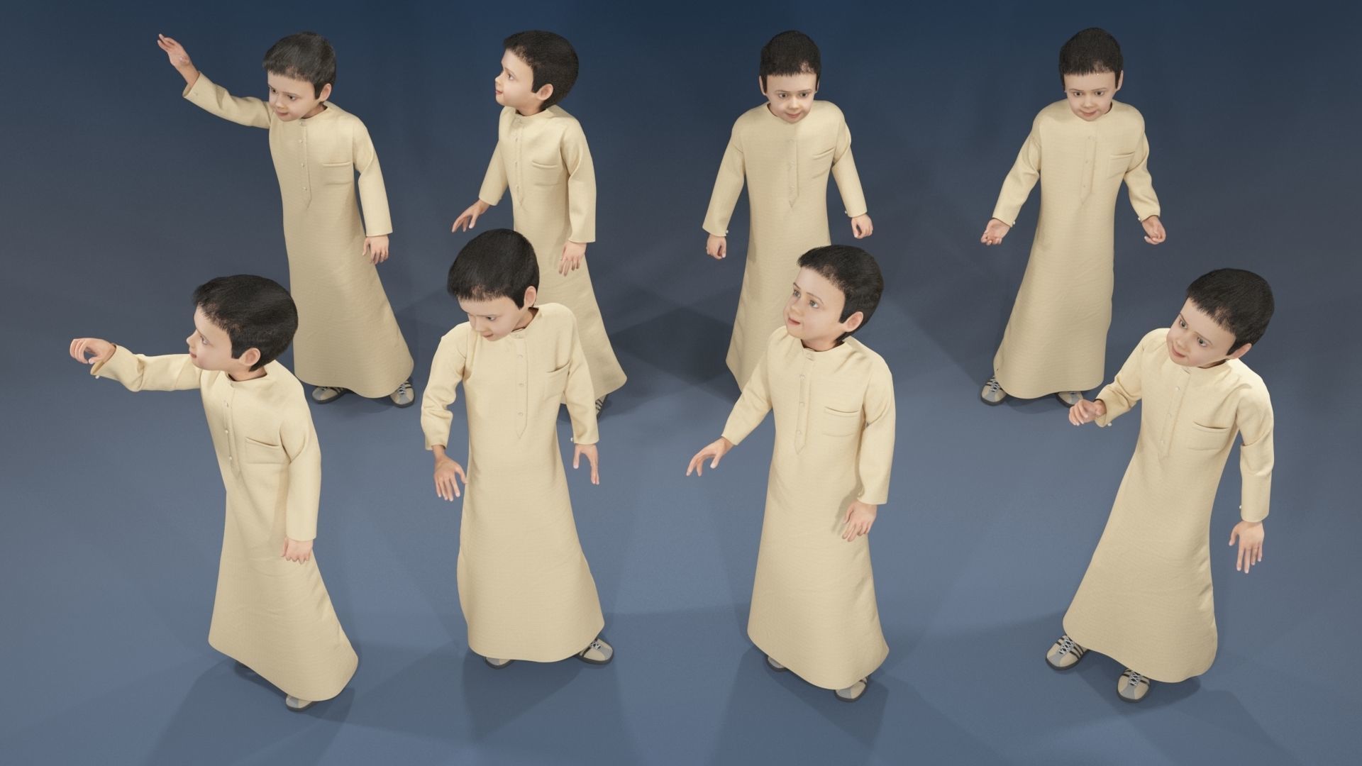 Boy static arabic 4 x different models 32 poses 3D model_8